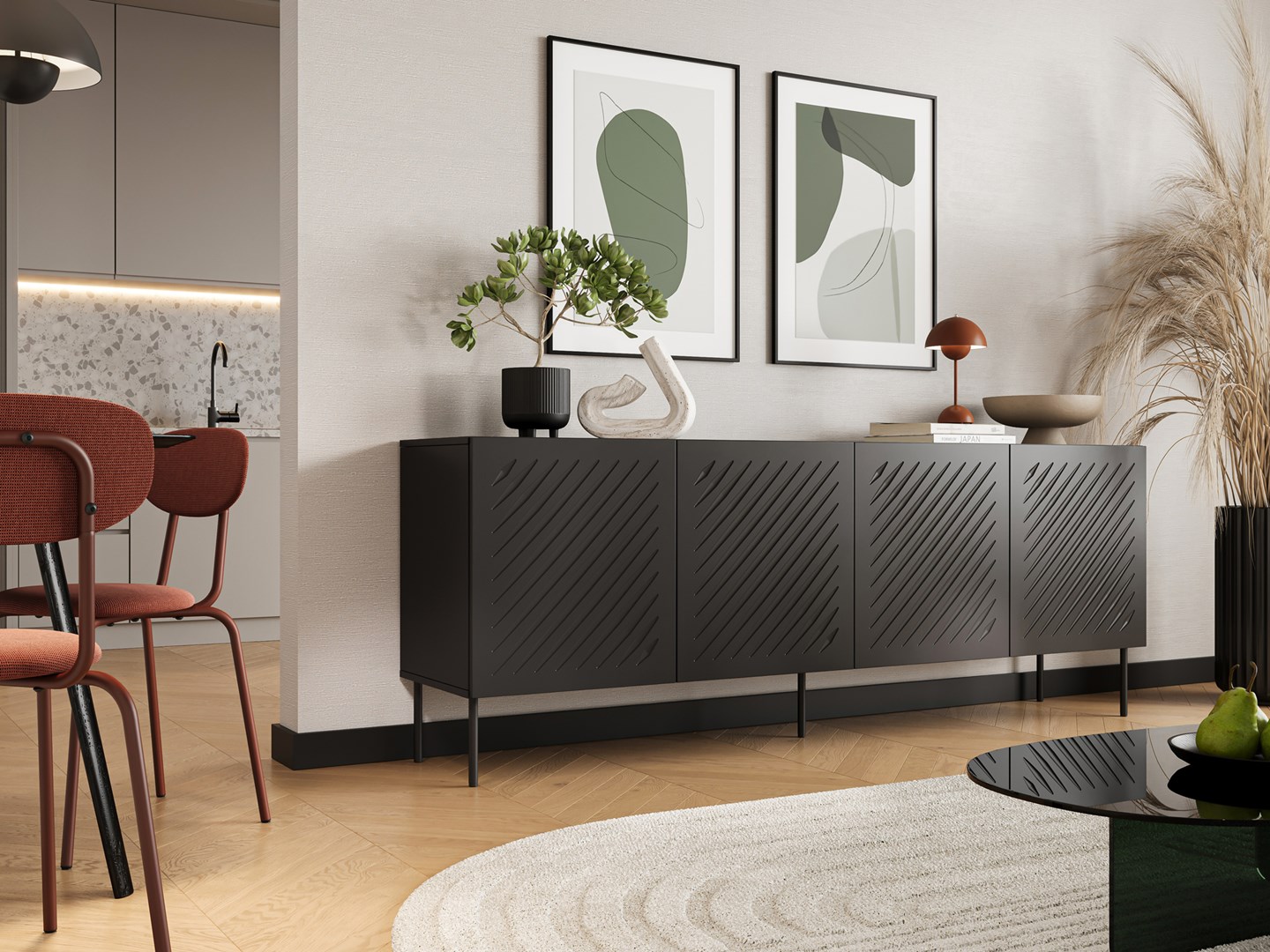 SIENA chest of drawers 200x40x75 matte black SIENA chest of drawers 200x40x75 matte black