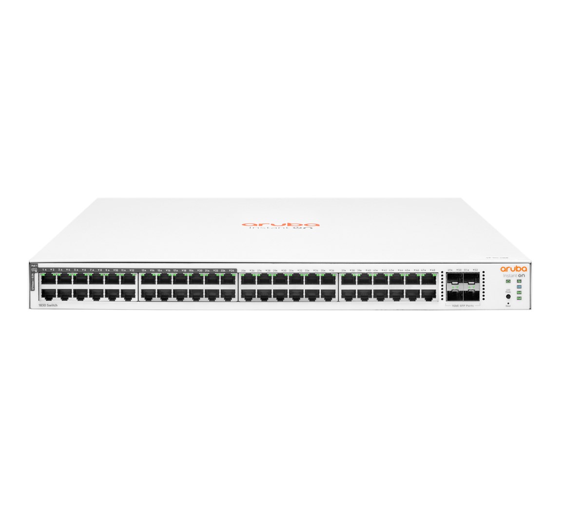 Aruba Instant On 1830 48G 24p Class4 PoE 4SFP 370W Managed L2 Gigabit Ethernet (10/100/1000) Power over Ethernet (PoE) 1U Aruba Instant On 1830 48G 24p Class4 PoE 4SFP 370W Managed L2 Gigabit Ethernet (10/100/1000) Power over Ethernet (PoE) 1U