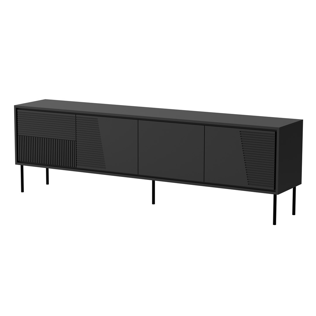 RTV cabinet ABI 4D 200x38x62 black matt RTV cabinet ABI 4D 200x38x62 black matt