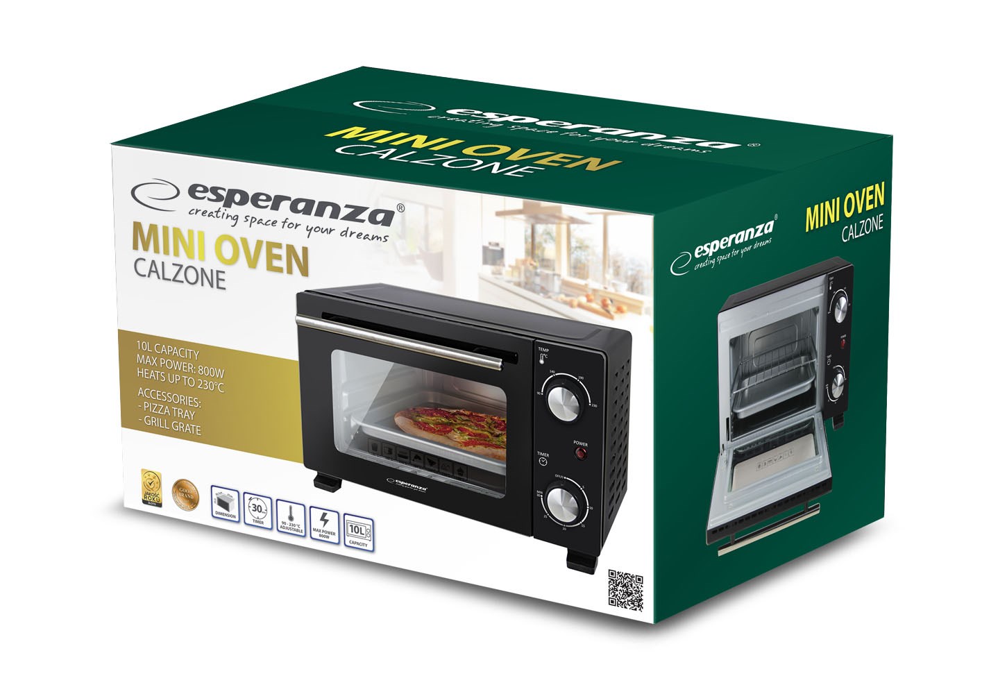 Esperanza EKO007N Mini Oven 10 l 800 W Black Esperanza EKO007N Mini Oven 10 l 800 W Black