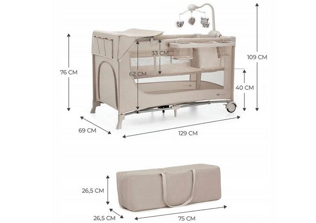 KinderKraft travel cot JOY 2 BEIGE KinderKraft travel cot JOY 2 BEIGE