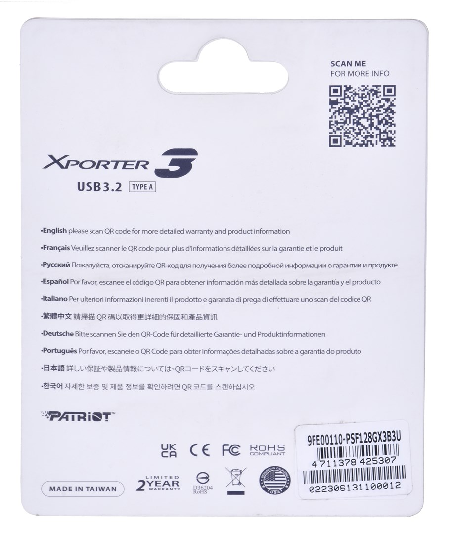 PARTIOT FLASHDRIVE Xporter 3 128GB Type A USB 3.2 PARTIOT FLASHDRIVE Xporter 3 128GB Type A USB 3.2
