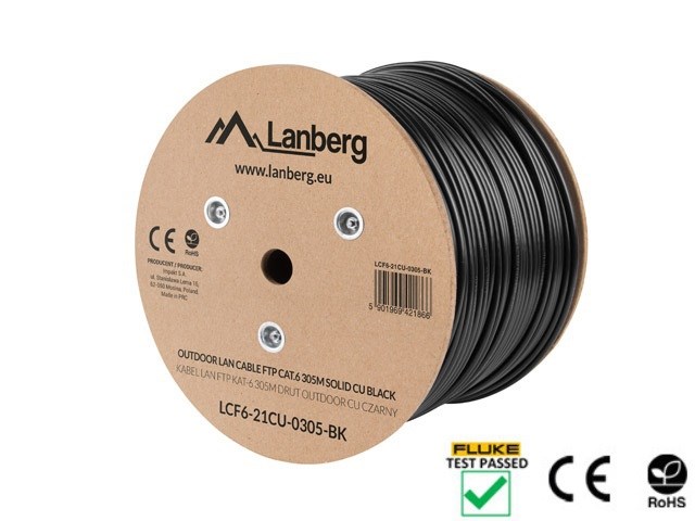 Lanberg LCF6-21CU-0305-BK networking cable Black 305 m Cat6 F/UTP (FTP) outdoor Lanberg LCF6-21CU-0305-BK networking cable Black 305 m Cat6 F/UTP (FTP) outdoor