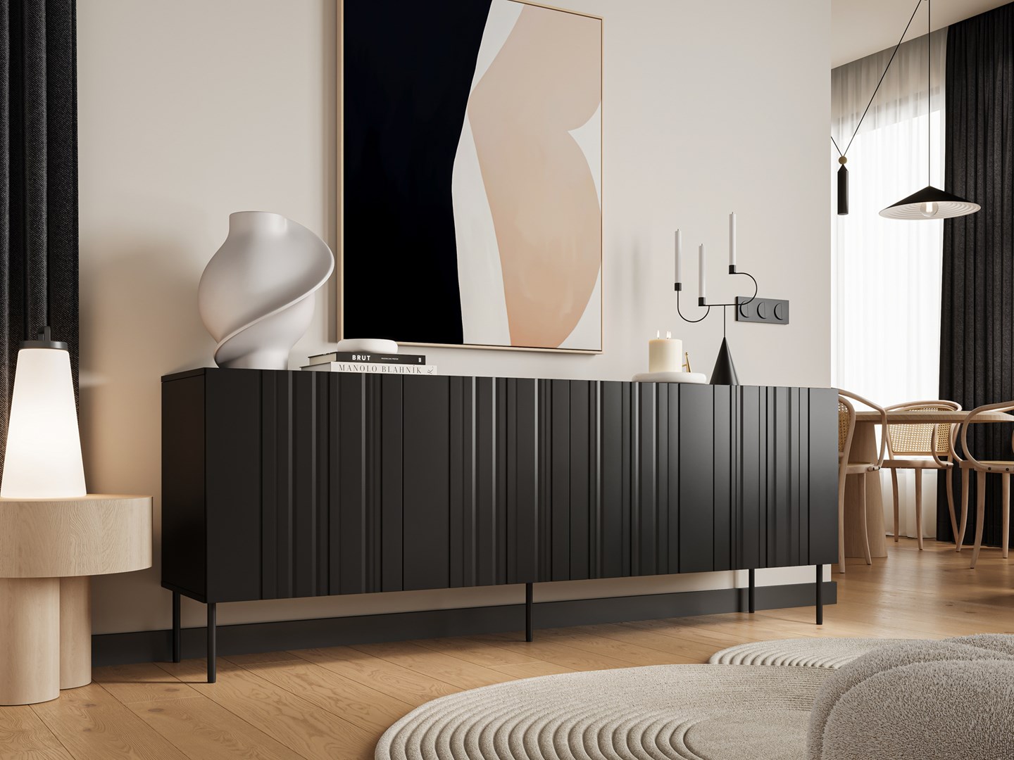 Cama Chest of drawers ISLA 200x40x75 matte black Cama Chest of drawers ISLA 200x40x75 matte black