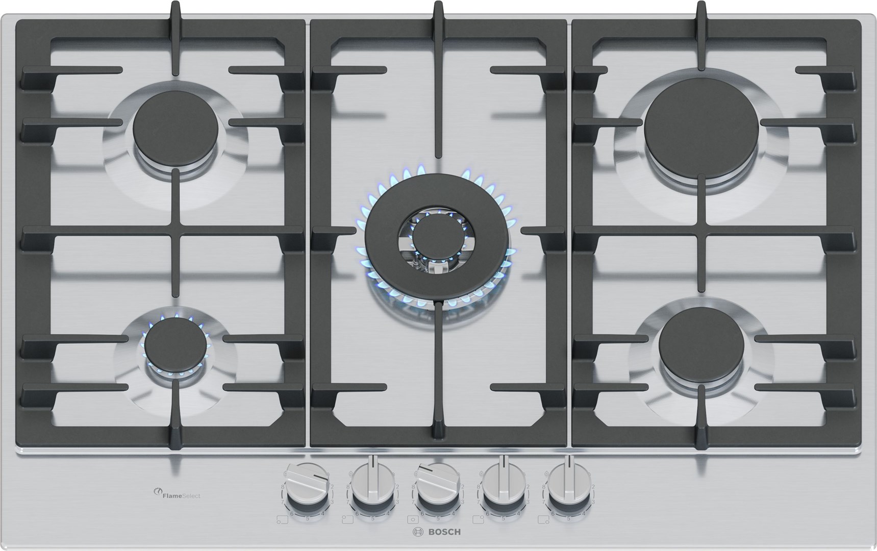 Bosch Serie 6 PCQ7A5I90 hob Stainless steel Built-in 75 cm Gas 5 zone(s) Bosch Serie 6 PCQ7A5I90 hob Stainless steel Built-in 75 cm Gas 5 zone(s)