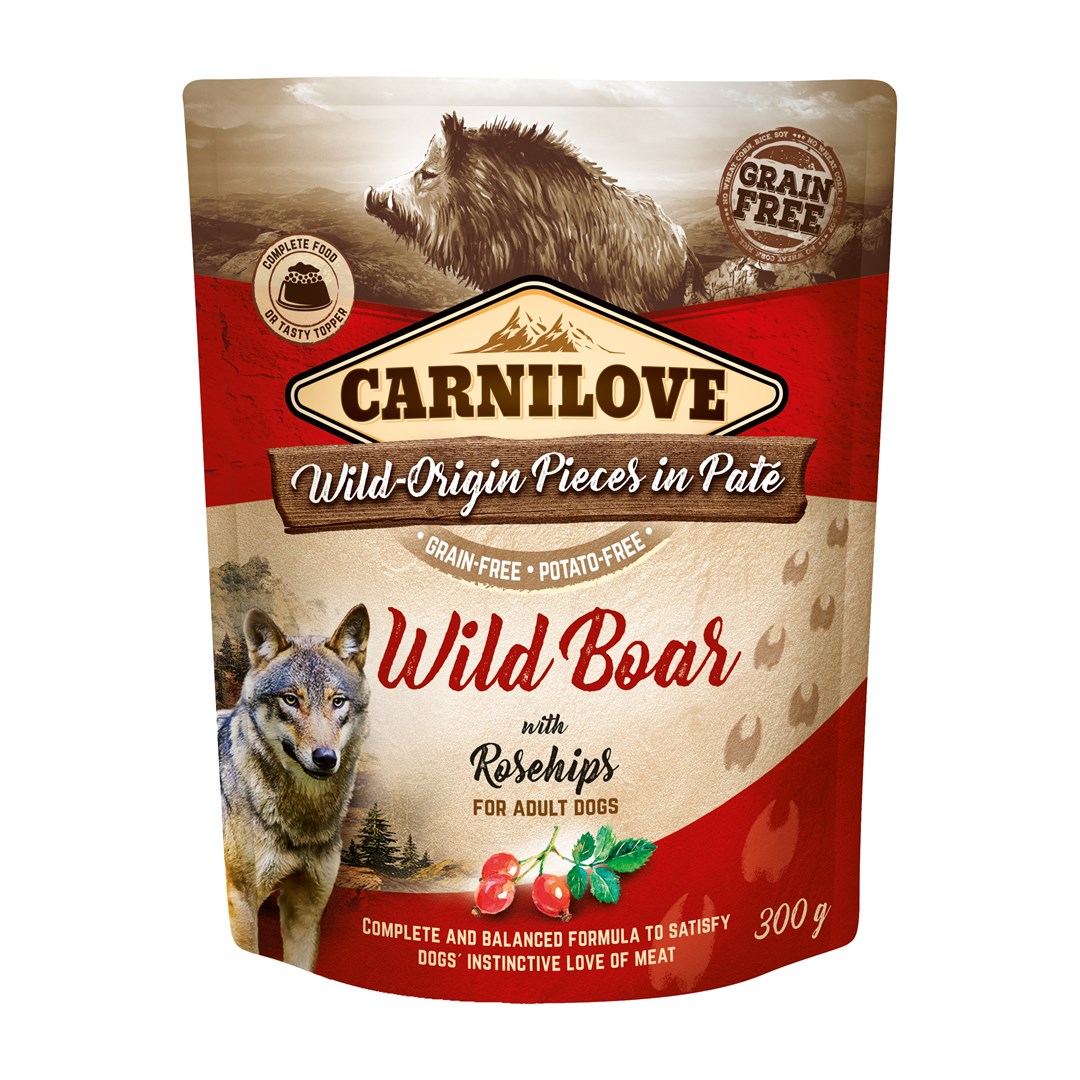 CARNILOVE Dog Pouch Wild boar & rosehips - wet dog food - 300g CARNILOVE Dog Pouch Wild boar & rosehips - wet dog food - 300g