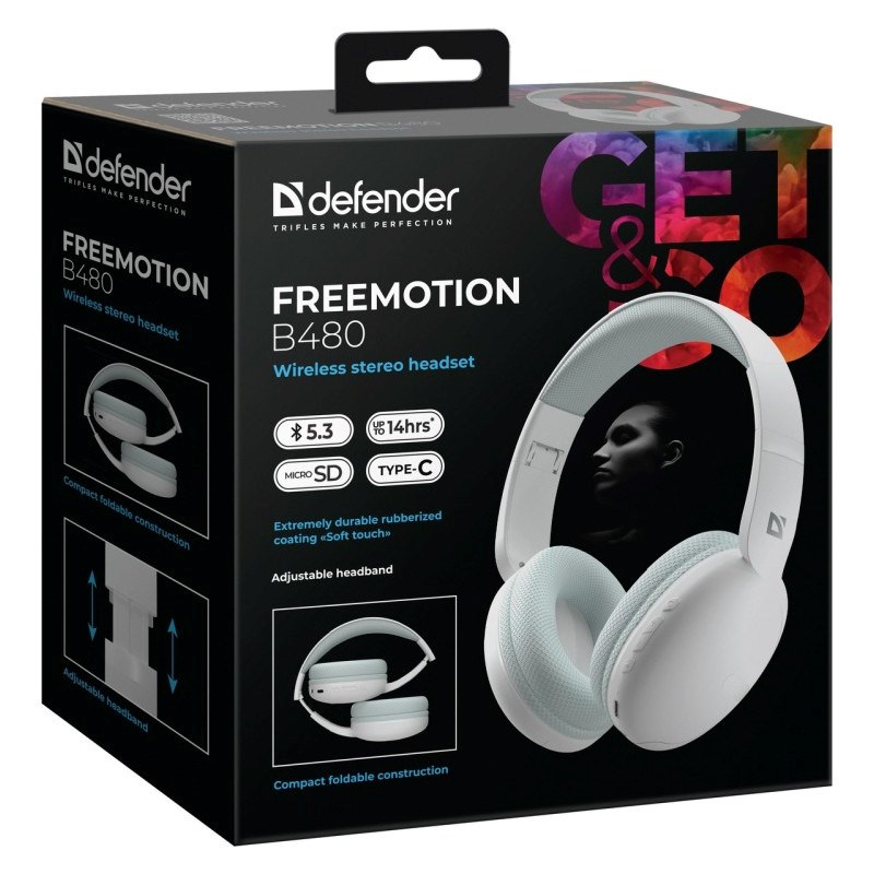 HEADPHONES DEFENDER BLUETOOTH FREEMOTION B480 WHITE HEADPHONES DEFENDER BLUETOOTH FREEMOTION B480 WHITE