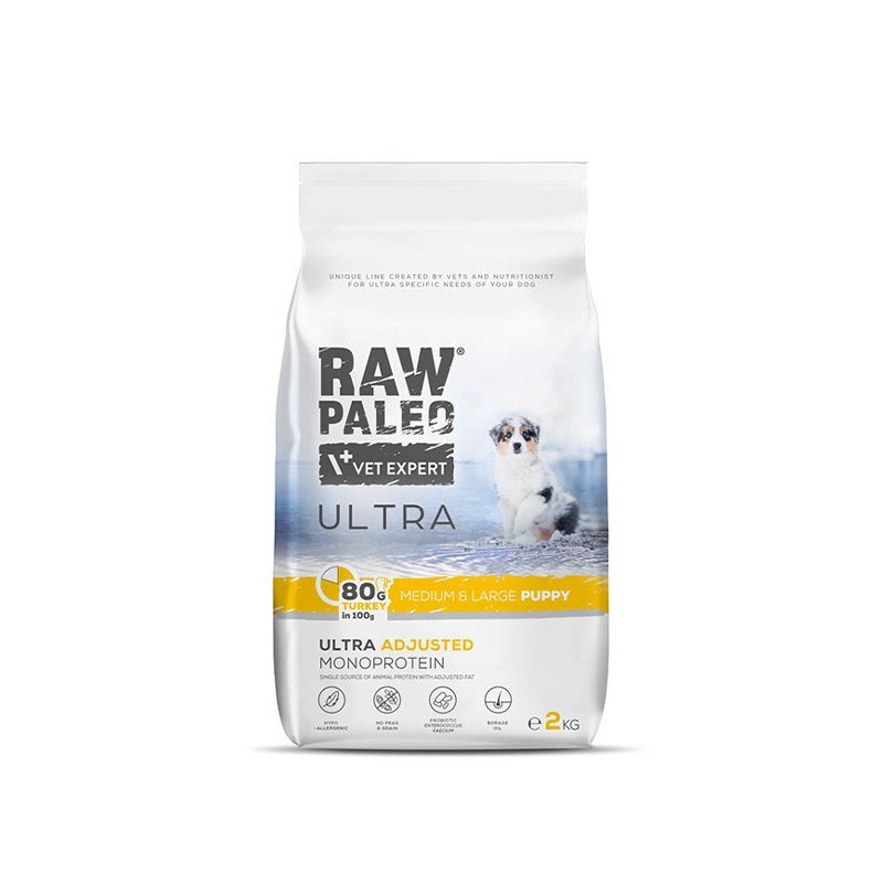 RAW PALEO Ultra Medium&Large Puppy Turkey - dry food for puppies - 2 kg RAW PALEO Ultra Medium&Large Puppy Turkey - dry food for puppies - 2 kg