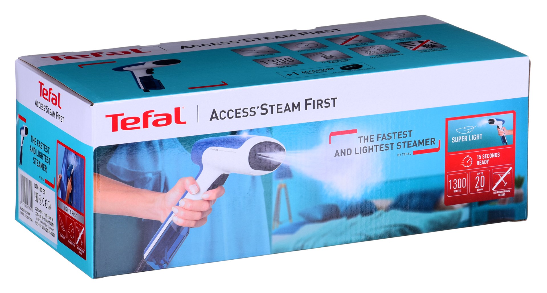 Tefal DT613 Handheld garment steamer 70 L 1300 W White, Blue Tefal DT613 Handheld garment steamer 70 L 1300 W White, Blue