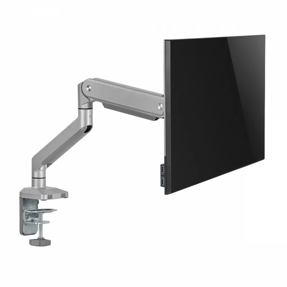Ergo Office Aluminium Monitor Mount with Gas Spring, Double Arm, VESA 75x75/100x100, 17"-32" 10 kg Silver, ER-447 Ergo Office Aluminium Monitor Mount with Gas Spring, Double Arm, VESA 75x75/100x100, 17"-32" 10 kg Silver, ER-447