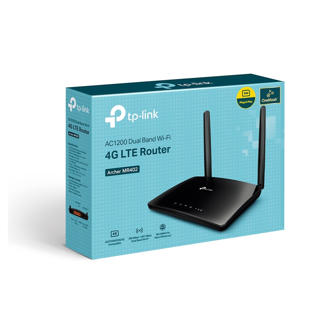TP-Link Archer MR402 wireless router Fast Ethernet Dual-band (2.4 GHz / 5 GHz) 4G Black TP-Link Archer MR402 wireless router Fast Ethernet Dual-band (2.4 GHz / 5 GHz) 4G Black