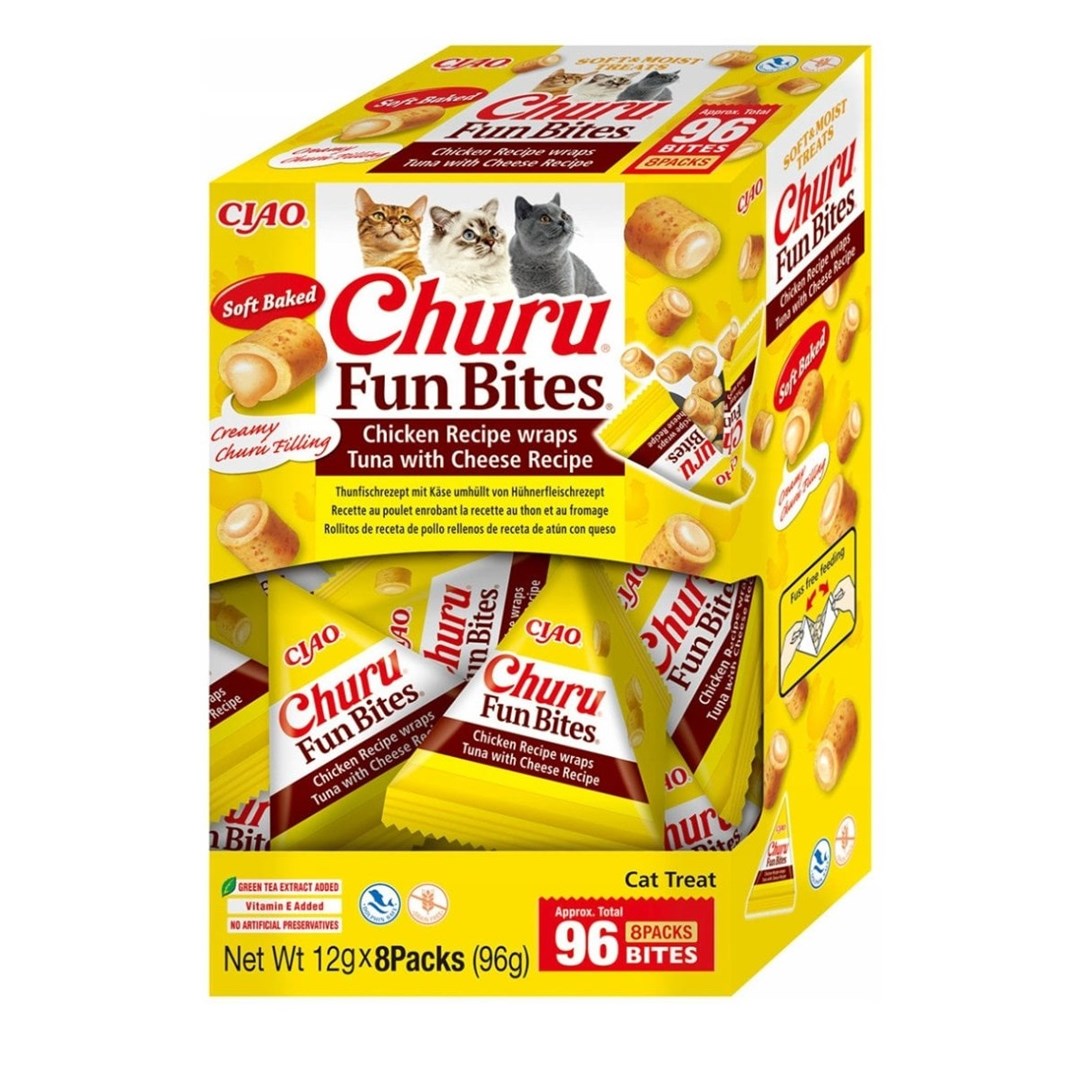 INABA Churu Fun Bites Chicken, tuna and cheese - cat treats - 8x12g INABA Churu Fun Bites Chicken, tuna and cheese - cat treats - 8x12g