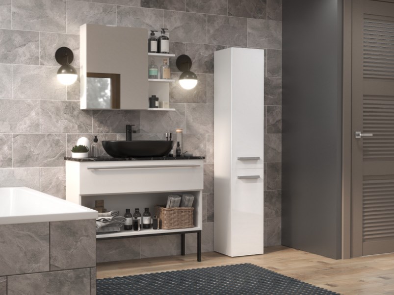 Bathroom cabinet NEL II 31x30x174 cm, white, glossy Bathroom cabinet NEL II 31x30x174 cm, white, glossy