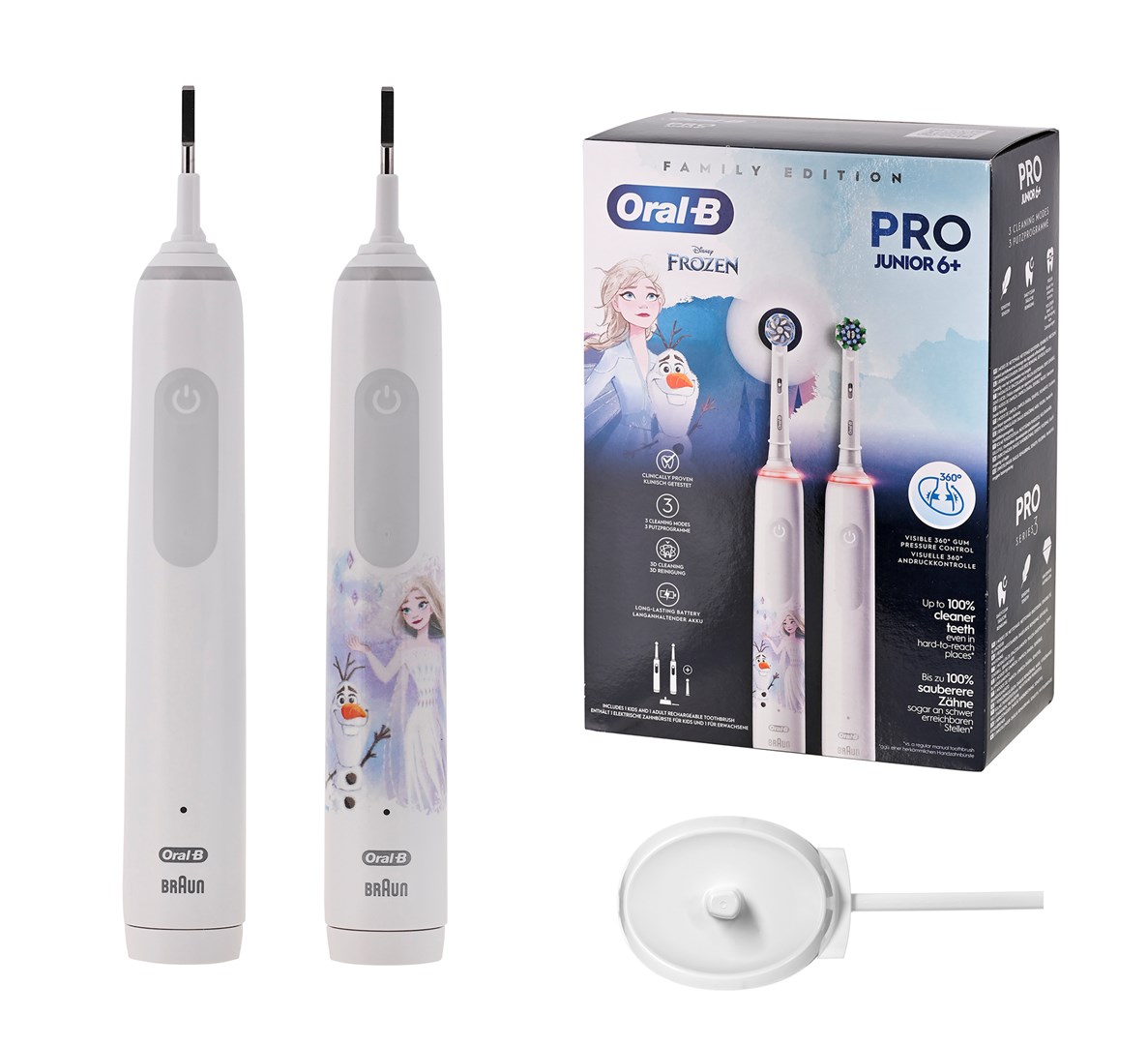 Oral-B Pro 3 3000 White + Oral-B Junior Frozen 6+ Set of rotating toothbrushes Oral-B Pro 3 3000 White + Oral-B Junior Frozen 6+ Set of rotating toothbrushes