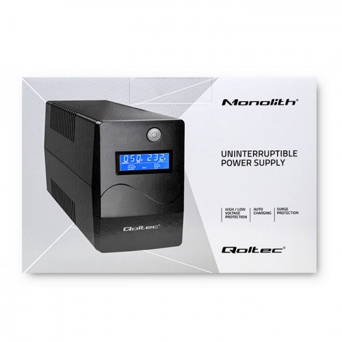 Qoltec Monolith uninterruptible power supply (UPS) Double-conversion (Online) 0.65 kVA 360 W 2 AC outlet(s) Qoltec Monolith uninterruptible power supply (UPS) Double-conversion (Online) 0.65 kVA 360 W 2 AC outlet(s)