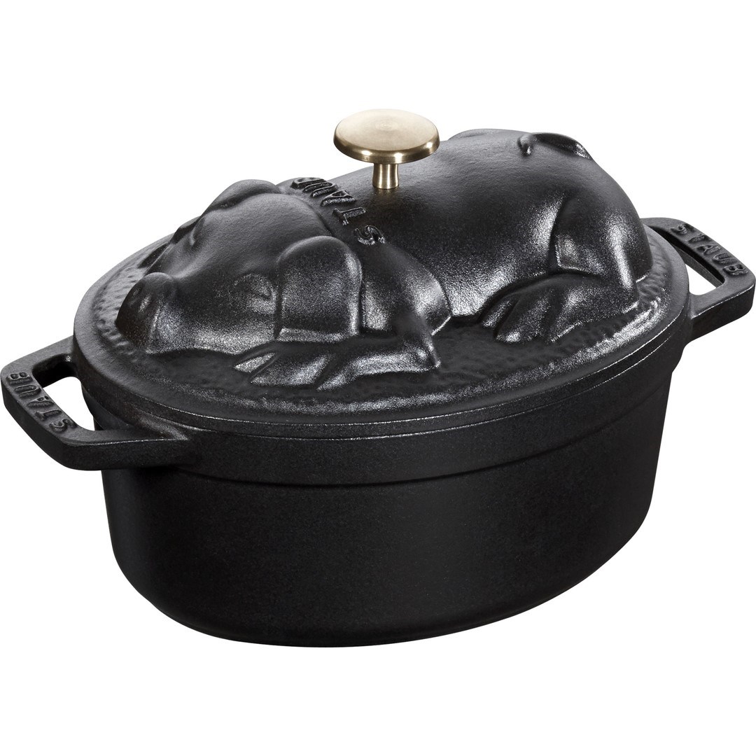 STAUB SPECIAL COCOTTE Oval cast iron pot pig 1 ltr, black STAUB SPECIAL COCOTTE Oval cast iron pot pig 1 ltr, black