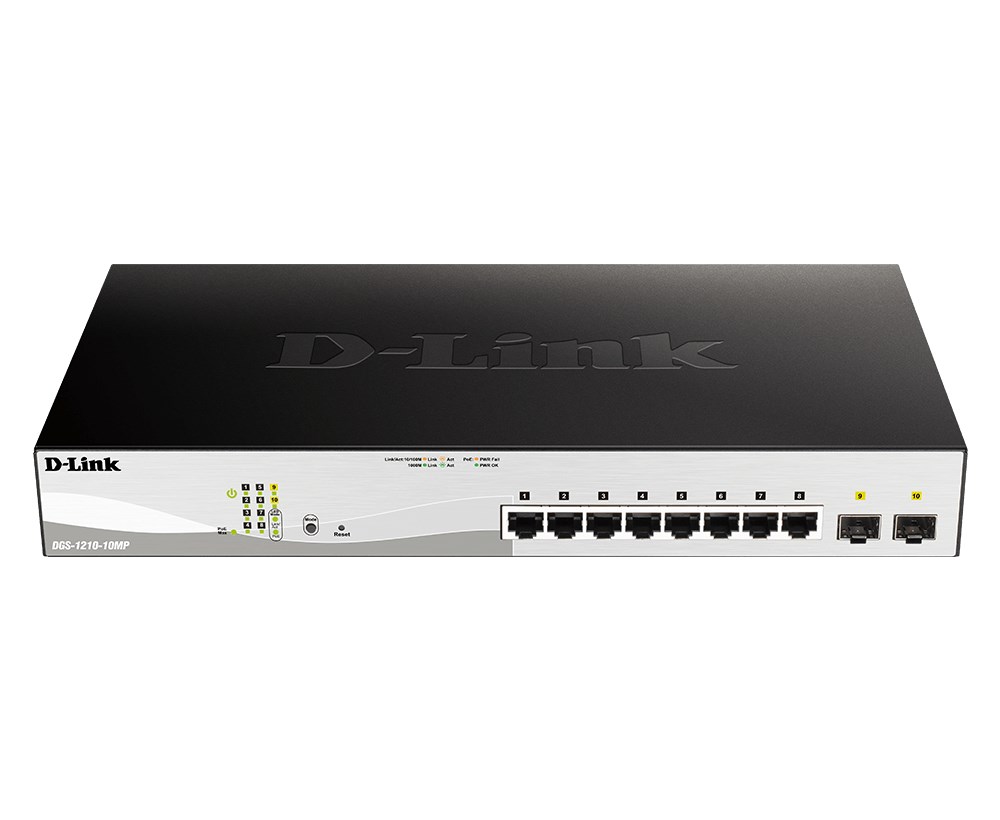 D-Link DGS-1210-10MP Managed L2 Gigabit Ethernet (10/100/1000) Power over Ethernet (PoE) Black, Grey D-Link DGS-1210-10MP Managed L2 Gigabit Ethernet (10/100/1000) Power over Ethernet (PoE) Black, Grey