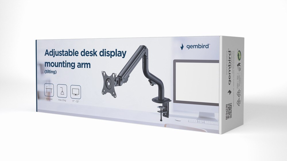 Gembird MA-DA1-02 Adjustable desk display mounting arm (tilting), 17”-32”, up to 8 kg Gembird MA-DA1-02 Adjustable desk display mounting arm (tilting), 17”-32”, up to 8 kg