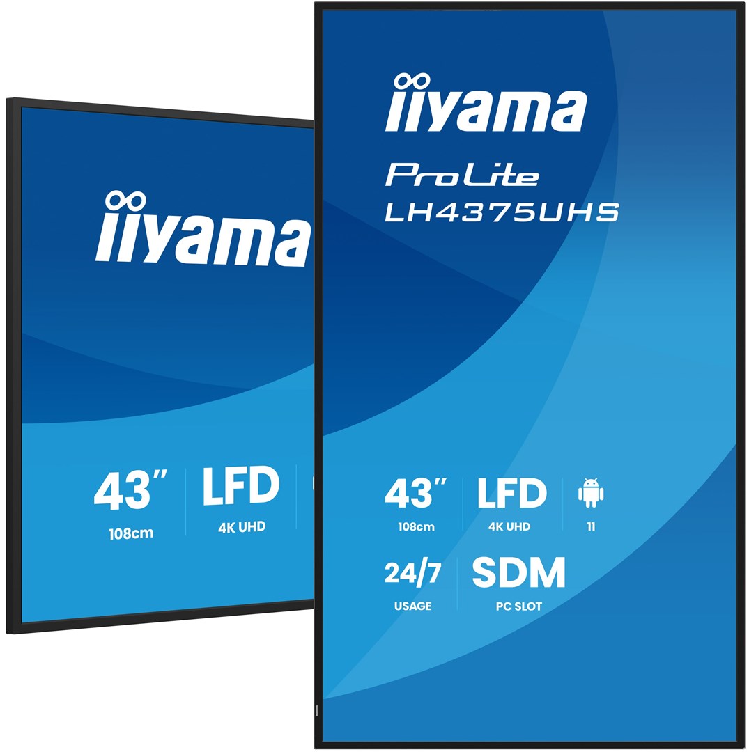 iiyama 43" 4K UHD Professional Digital Signage 24/7 display featuring Android OS, FailOver and Intel® SDM slot iiyama 43" 4K UHD Professional Digital Signage 24/7 display featuring Android OS, FailOver and Intel® SDM slot