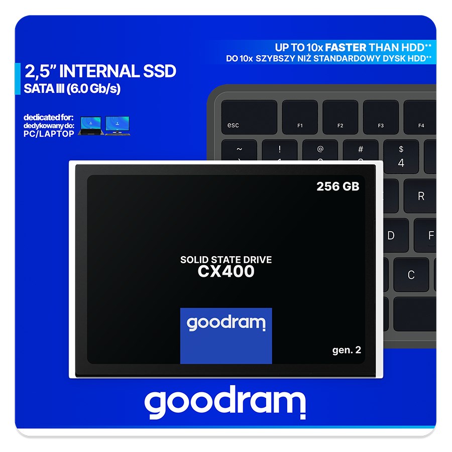 Goodram CX400 gen.2 2.5" 256 GB Serial ATA III 3D TLC NAND Goodram CX400 gen.2 2.5" 256 GB Serial ATA III 3D TLC NAND