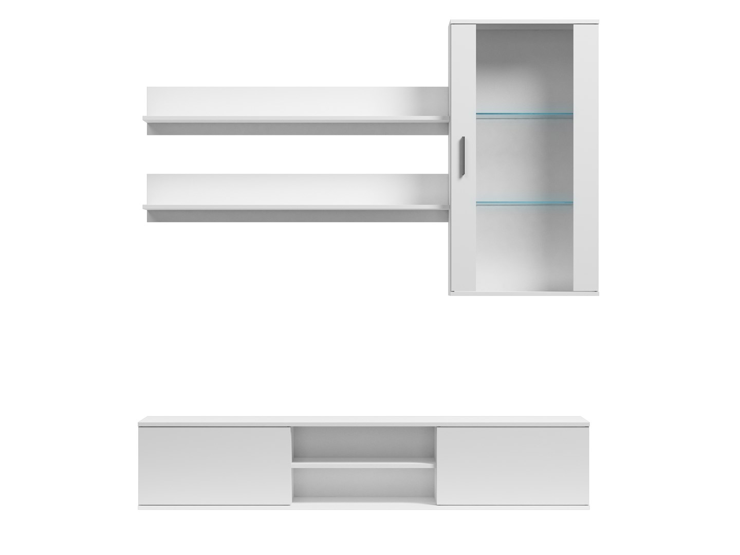SOHO 5 set (RTV180 cabinet + Wall unit + shelves) White/White glossy SOHO 5 set (RTV180 cabinet + Wall unit + shelves) White/White glossy