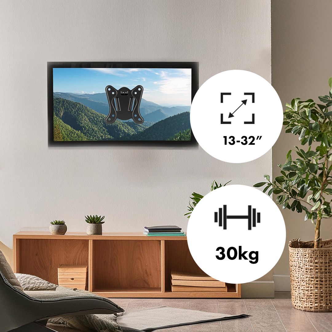 Maclean MC-416 TV Monitor Wall Mount 13"-32" 30kg Tilt Rotate max. VESA 100x100 Black Powder Coating LED OLED LCD Universal Bracket Holder Maclean MC-416 TV Monitor Wall Mount 13"-32" 30kg Tilt Rotate max. VESA 100x100 Black Powder Coating LED OLED LCD Universal Bracket Holder