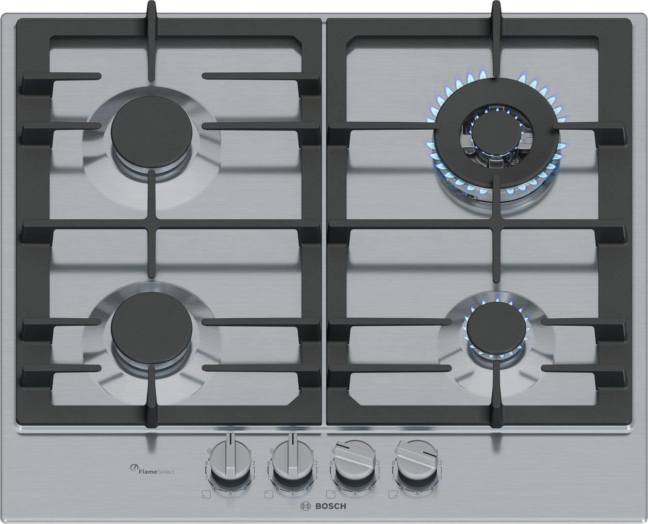 Bosch Serie 6 PCH6A5I90 hob Stainless steel Built-in 60 cm Gas 4 zone(s) Bosch Serie 6 PCH6A5I90 hob Stainless steel Built-in 60 cm Gas 4 zone(s)