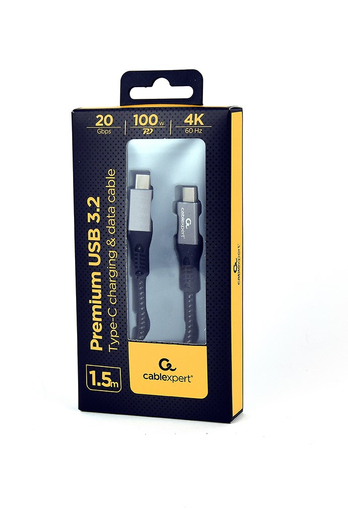 Gembird CCBP-USB3-CMCM100-1.5M USB cable USB 3.2 Gen 2 (3.1 Gen 2) USB C Black, Silver Gembird CCBP-USB3-CMCM100-1.5M USB cable USB 3.2 Gen 2 (3.1 Gen 2) USB C Black, Silver
