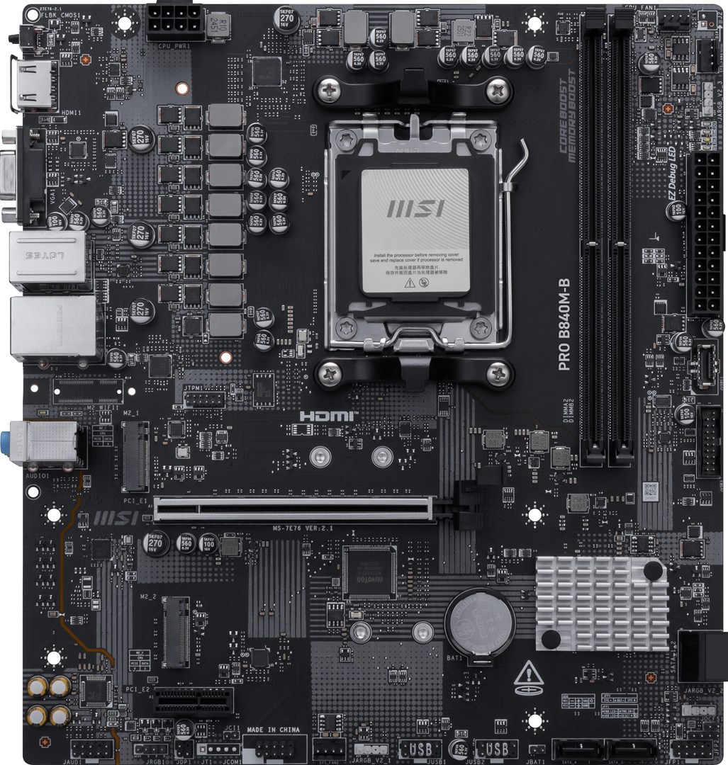 MSI PRO B840M-B motherboard AMD B840 Socket AM5 micro ATX MSI PRO B840M-B motherboard AMD B840 Socket AM5 micro ATX