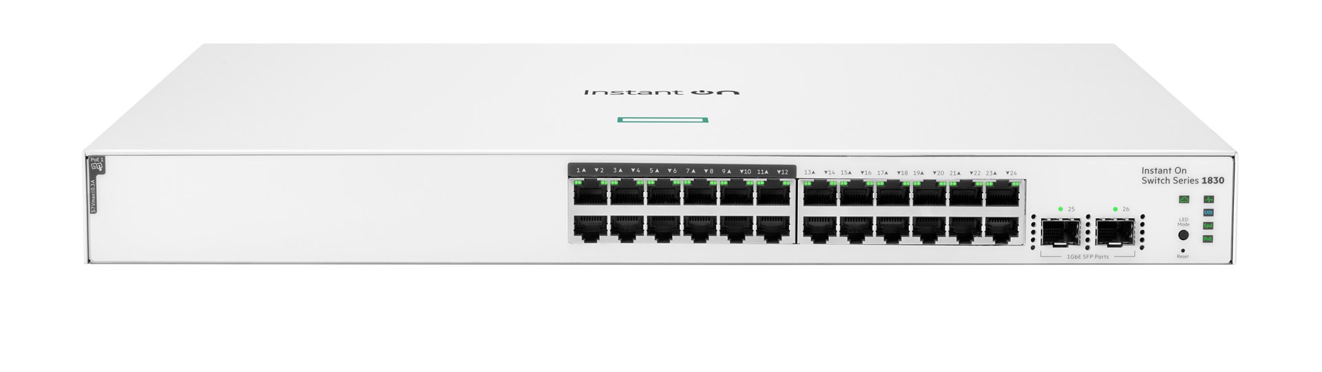 HPE Aruba Networking Networking Instant On Switch 24p Gigabit CL4 PoE 2p SFP 195W 1830 HPE Aruba Networking Networking Instant On Switch 24p Gigabit CL4 PoE 2p SFP 195W 1830