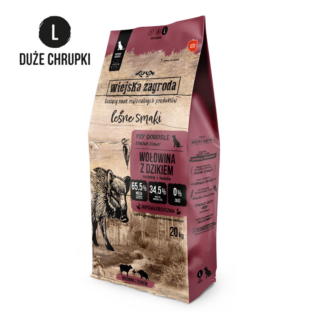 WIEJSKA ZAGRODA Beef with Wild Boar L – dry dog food – 20kg WIEJSKA ZAGRODA Beef with Wild Boar L – dry dog food – 20kg