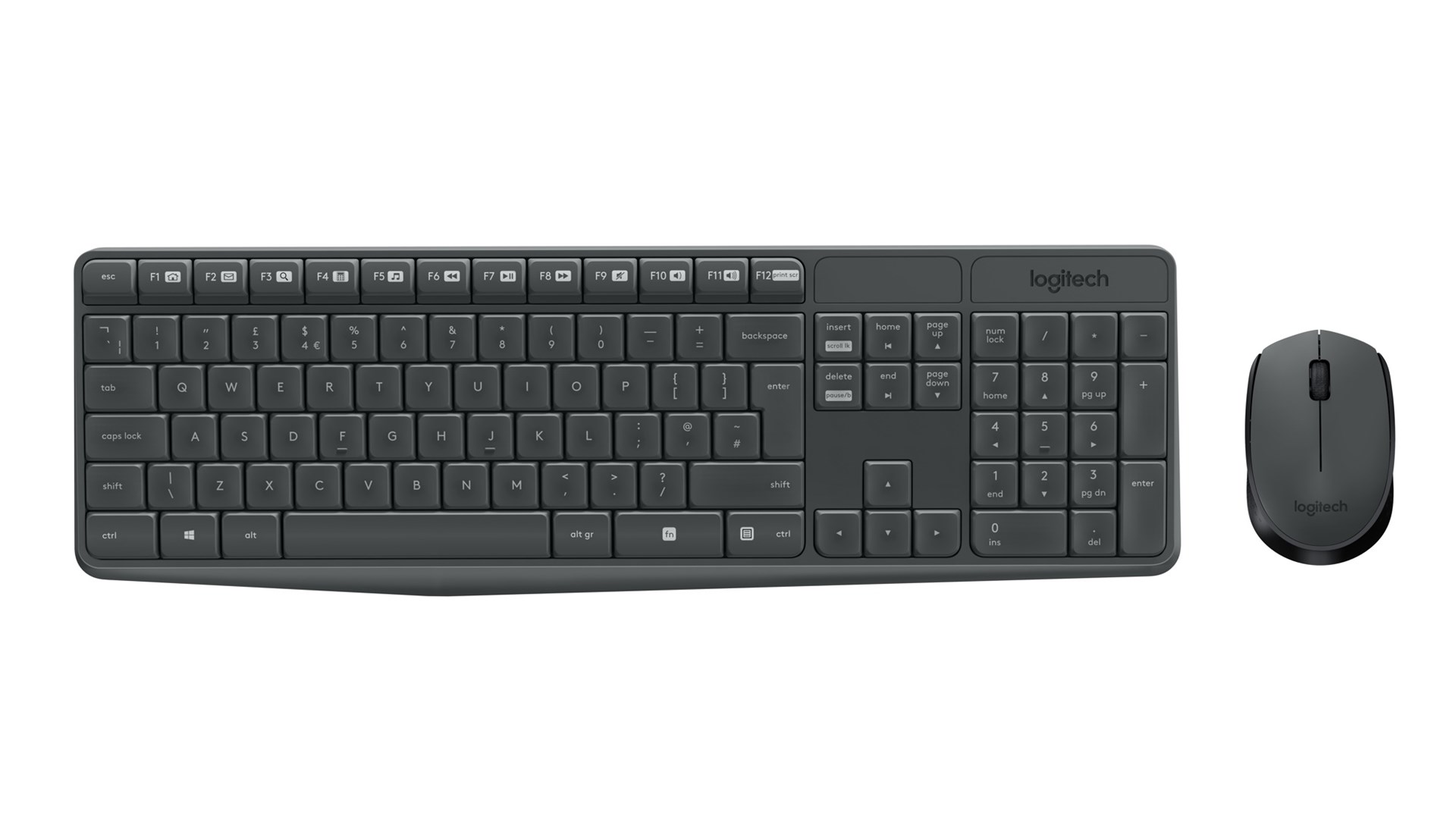 Logitech MK235 keyboard Mouse included USB QWERTY US International Grey Logitech MK235 keyboard Mouse included USB QWERTY US International Grey