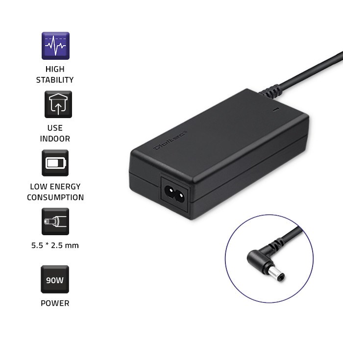 Qoltec 50071.90W power adapter/inverter Indoor Black Qoltec 50071.90W power adapter/inverter Indoor Black