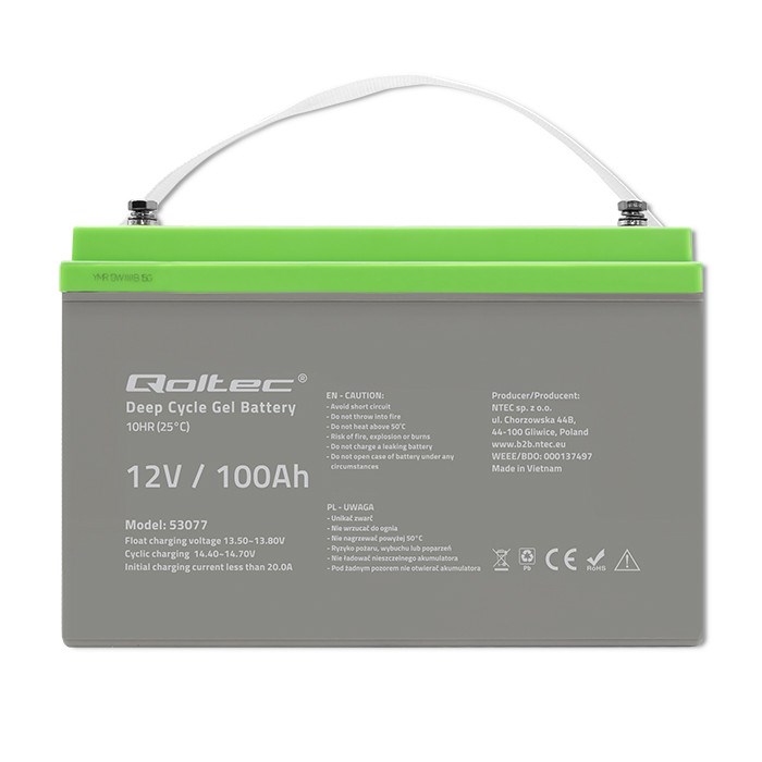 Qoltec 53077 UPS battery Sealed Lead Acid (VRLA) 12 V 100 Ah Qoltec 53077 UPS battery Sealed Lead Acid (VRLA) 12 V 100 Ah