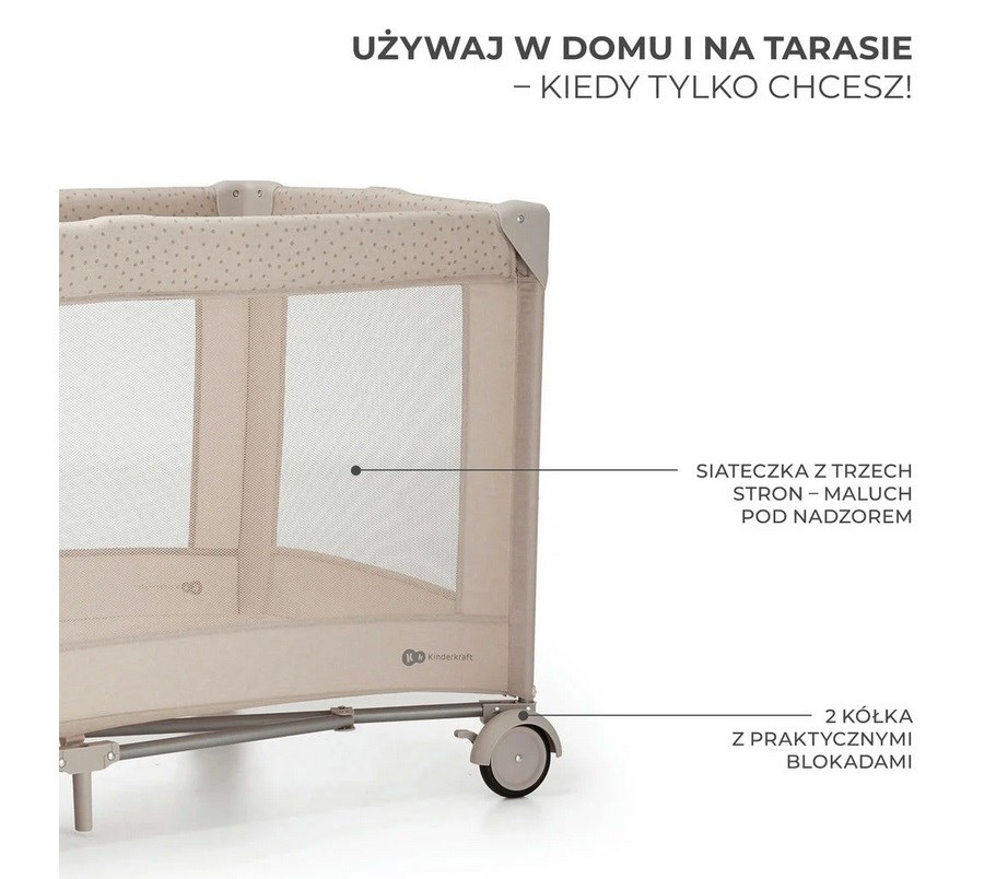 Kinderkraft Joy 2 travel cot, beige Kinderkraft Joy 2 travel cot, beige
