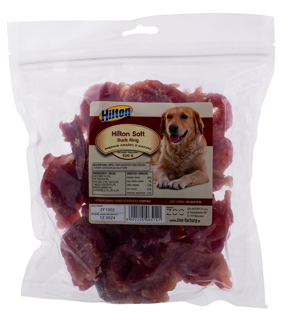 HILTON Soft duck rings - Dog treat - 500 g HILTON Soft duck rings - Dog treat - 500 g