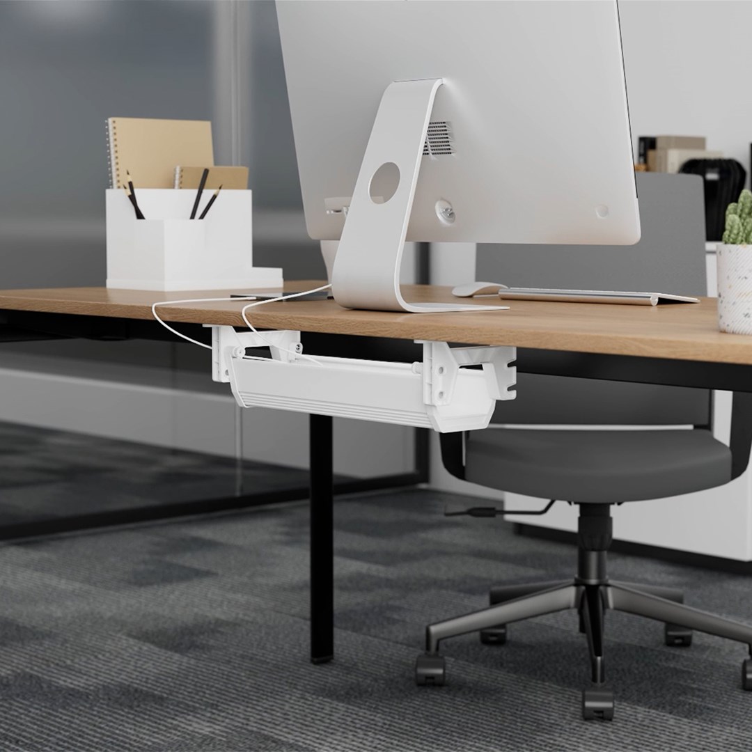Maclean under-desk cable/extension organizer, max. load 5kg, white, MC-106 W Maclean under-desk cable/extension organizer, max. load 5kg, white, MC-106 W