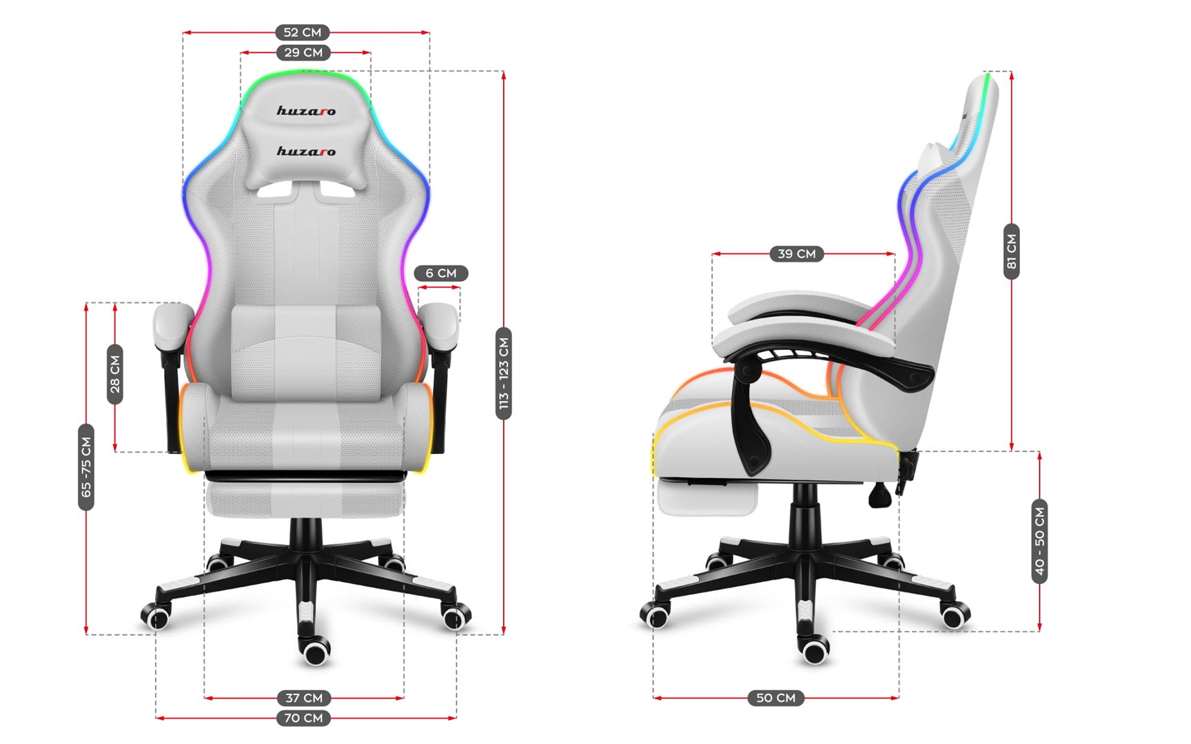 HUZARO FORCE 4.7 RGB White GAMING CHAIR HUZARO FORCE 4.7 RGB White GAMING CHAIR