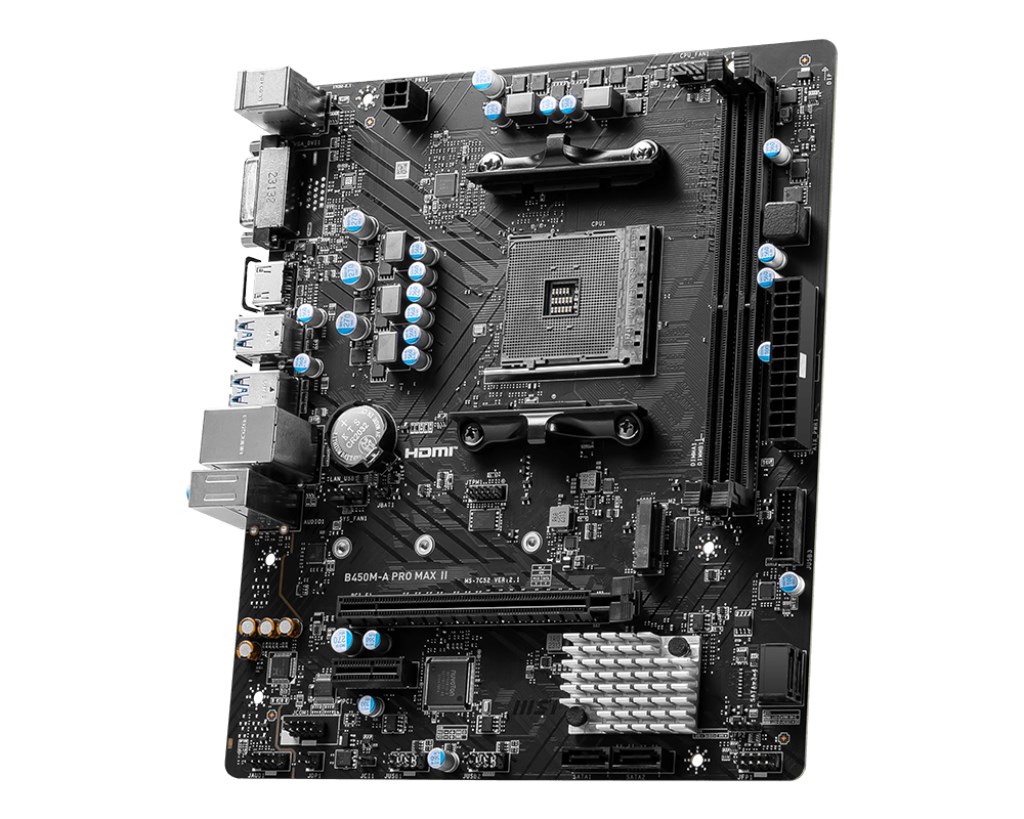 MSI B450M-A PRO MAX II motherboard AMD B450 Socket AM4 micro ATX MSI B450M-A PRO MAX II motherboard AMD B450 Socket AM4 micro ATX