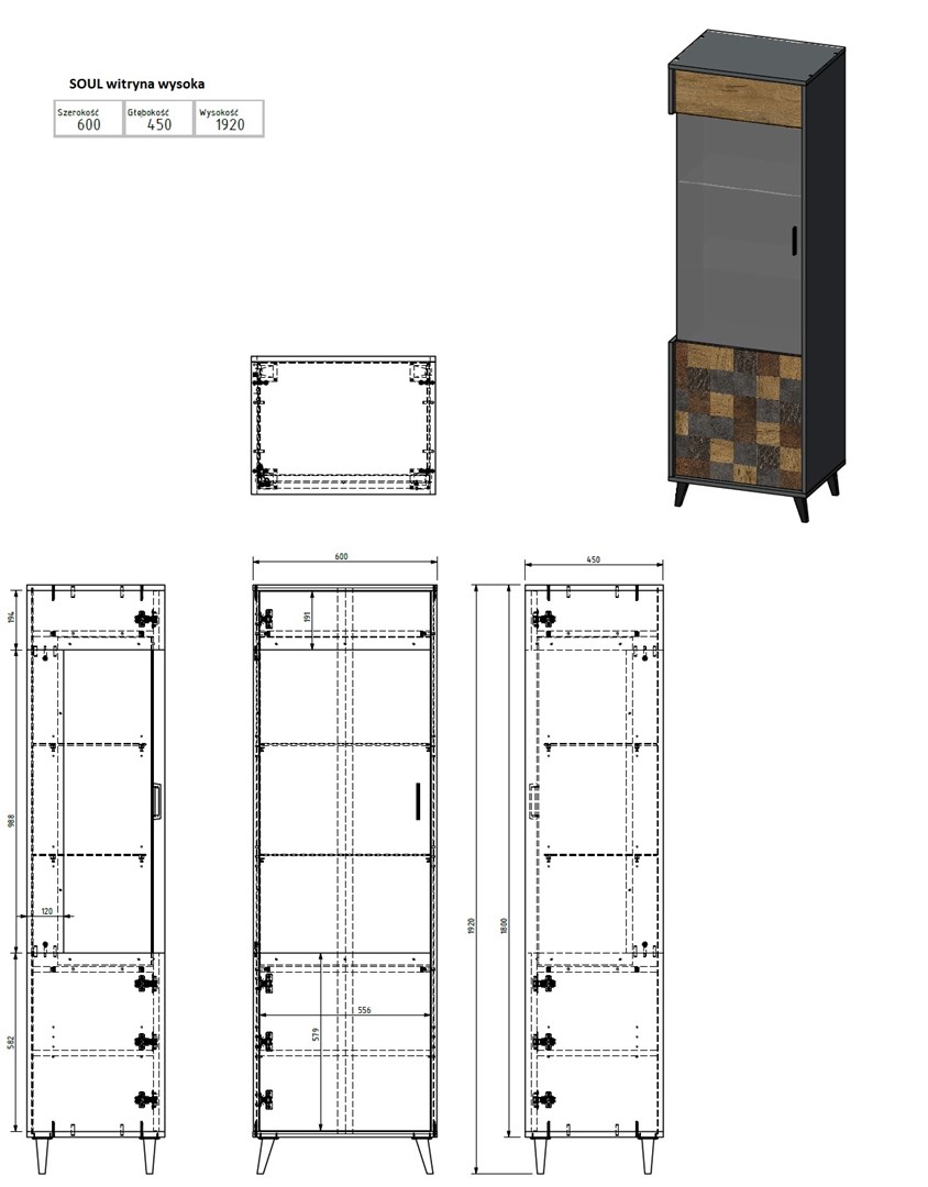 Cama display cabinet 1D SOUL 192/60/45 Cama display cabinet 1D SOUL 192/60/45