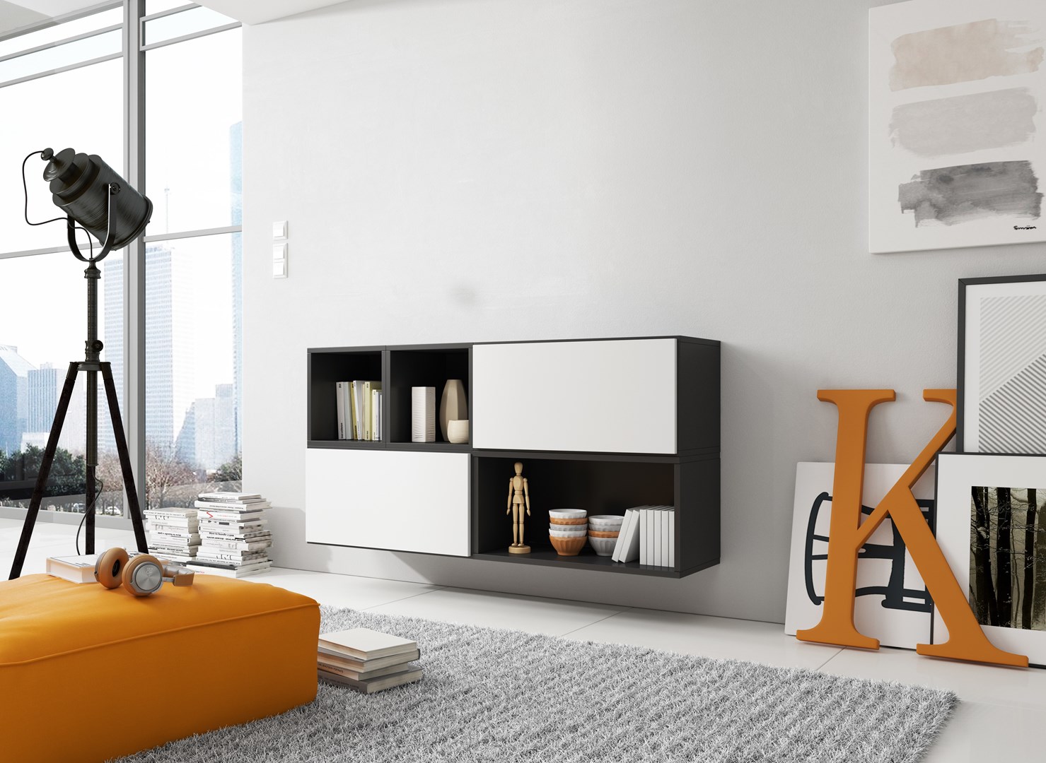 Cama living room furniture set ROCO 15 (RO4+2xRO3+2xRO6) black/black/white Cama living room furniture set ROCO 15 (RO4+2xRO3+2xRO6) black/black/white