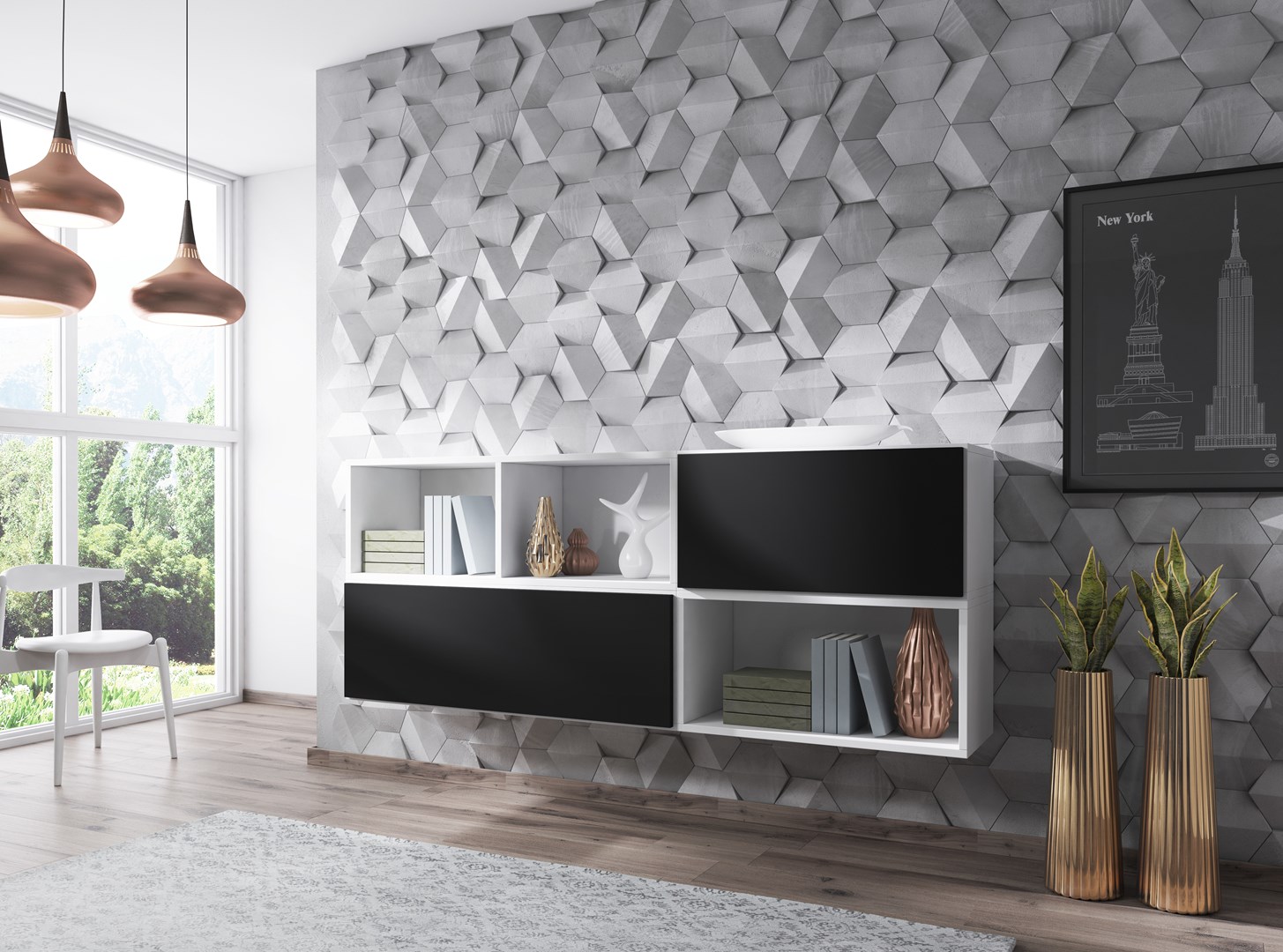 Cama living room furniture set ROCO 16 (RO1+RO2+RO3+RO4) white/white/black Cama living room furniture set ROCO 16 (RO1+RO2+RO3+RO4) white/white/black