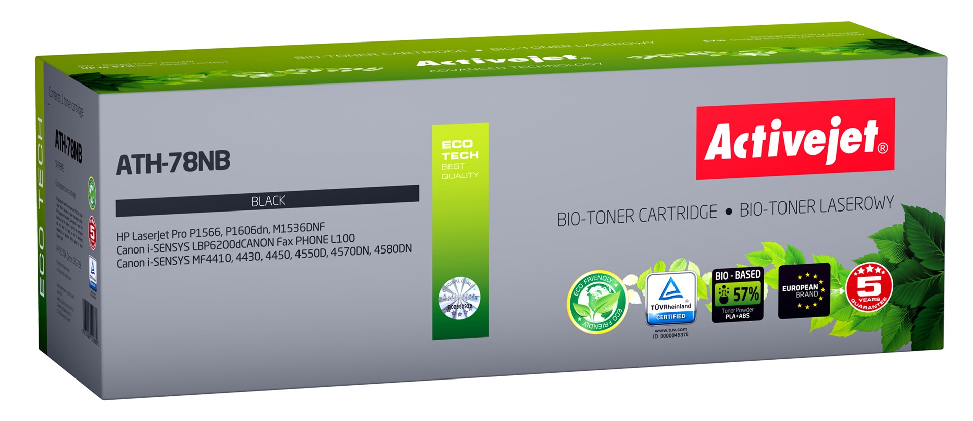 BIO Activejet ATH-78NB toner for HP, Canon printers, Replacement HP 78A CE278A, Canon CRG-728; Supreme; 2500 pages; black. ECO Toner. BIO Activejet ATH-78NB toner for HP, Canon printers, Replacement HP 78A CE278A, Canon CRG-728; Supreme; 2500 pages; black. ECO Toner.