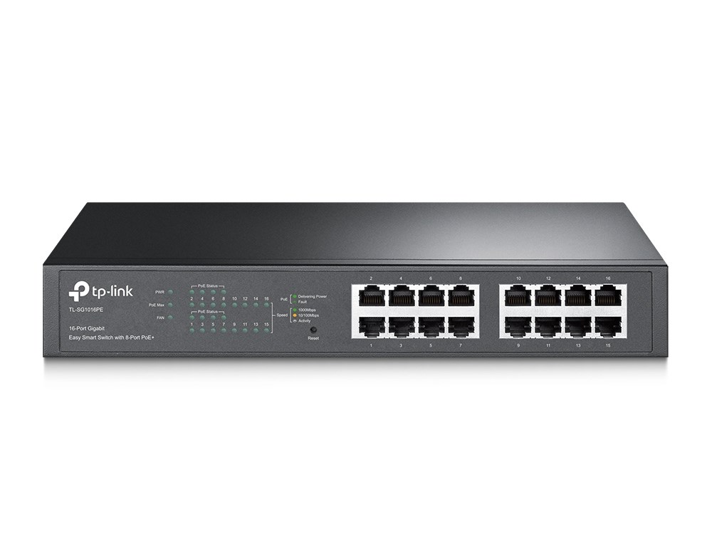 TP-Link 16-Port Gigabit Easy Smart Switch with 8-Port PoE+ TP-Link 16-Port Gigabit Easy Smart Switch with 8-Port PoE+