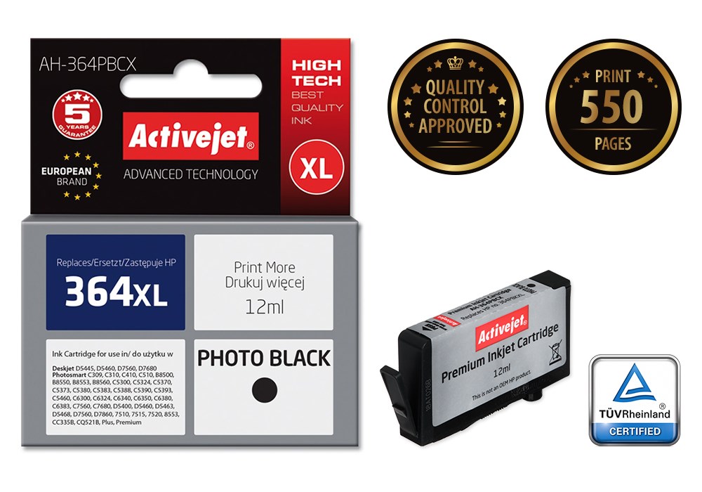 Activejet AH-364PBCX Ink (replacement for HP 364XL CB322EE; Premium; 12 ml; black, photo) Activejet AH-364PBCX Ink (replacement for HP 364XL CB322EE; Premium; 12 ml; black, photo)
