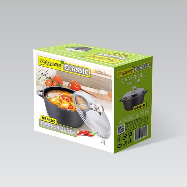 Maestro MR-4624C Pot with lid 24 cm 4 l Black Maestro MR-4624C Pot with lid 24 cm 4 l Black