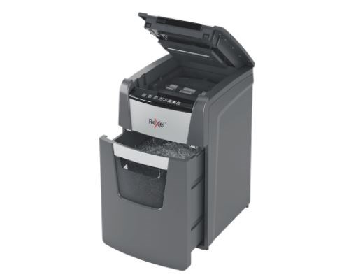 Rexel AutoFeed+ 150X automatic shredder, P-4, cuts confetti cut (4x28mm), 150 sheets, 44 litre bin Rexel AutoFeed+ 150X automatic shredder, P-4, cuts confetti cut (4x28mm), 150 sheets, 44 litre bin