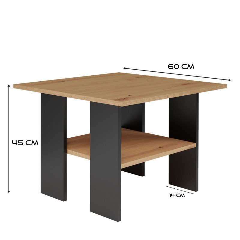 MODERNA Table 60x60x45 cm Artisan Oak/Black MODERNA Table 60x60x45 cm Artisan Oak/Black