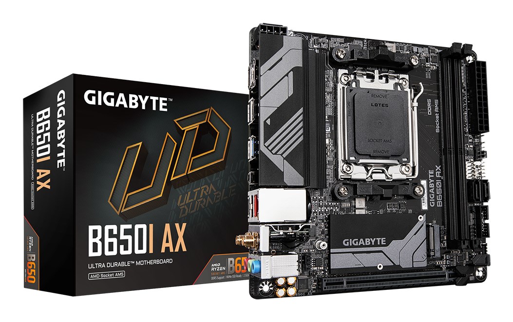 Gigabyte B650I AX 1.0 Processor family AMD Processor socket AM5 DDR5 DIMM Supported hard disk drive interfaces SATA, M.2 Number of SATA connectors 2 Gigabyte B650I AX 1.0 Processor family AMD Processor socket AM5 DDR5 DIMM Supported hard disk drive interfaces SATA, M.2 Number of SATA connectors 2