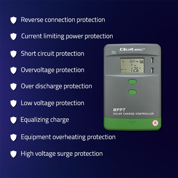 Qoltec Solar Charge Controller MPPT Temp Sensor Qoltec Solar Charge Controller MPPT Temp Sensor
